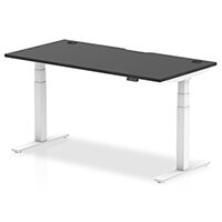 Air Electric Height Adjustable Rectangular Sit Stand Desk Portal Top W1600xD800xH660-1310mm Black Top White Frame Air Electric Height Adjustable Rectangular Sit Stand Desk Portal Top W1600xD800xH660-1310mm Black Top White Frame