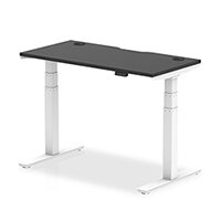 Air Electric Height Adjustable Rectangular Sit Stand Desk Portal Top W1200xD600xH660-1310mm Black Top White Frame Air Electric Height Adjustable Rectangular Sit Stand Desk Portal Top W1200xD600xH660-1310mm Black Top White Frame