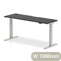 Air Electric Height Adjustable Rectangular Sit Stand Desk Portal Top W1800xD600xH660-1310mm Black Top Silver Frame Air Electric Height Adjustable Rectangular Sit Stand Desk Portal Top W1800xD600xH660-1310mm Black Top Silver Frame