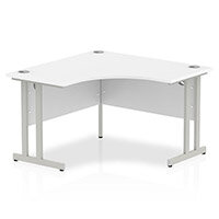 Impulse Symmetrical Corner Office Desk W1200xH730mm Silver Double Cantilever Legs White Top