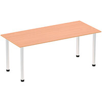 Impulse Straight Table W1800mm Beech Top Chrome Post Leg