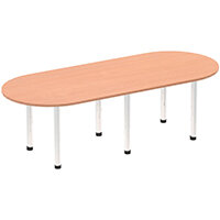 Impulse Boardroom Table W2400mm Beech Top Chrome Post Leg