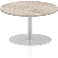 Italia Round Table With Trumpet Base W800mm Top 475mm High Grey Oak