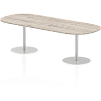 Italia Double D-End Boardroom Table With Trumpet Base W2400mm Top 725mm High Grey Oak