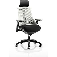 Flex Task Operator Office Chair Black Frame With Black Fabric Seat Moonstone White Back With Arms & Headrest Flex Task Operator Office Chair Black Frame With Black Fabric Seat Moonstone White Back With Arms & Headrest