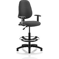 Eclipse I Lever Task Operator Office Chair Charcoal With Height Adjustable Arms With Draughtsman Kit