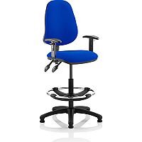 Eclipse II Lever Task Operator Office Chair Blue With Height Adjustable Arms With Draughtsman Kit Eclipse II Lever Task Operator Office Chair Blue With Height Adjustable Arms With Draughtsman Kit