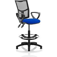 Eclipse II Lever Task Operator Office Chair Mesh Back With Blue Seat With loop Arms With Draughtsman Kit Eclipse II Lever Task Operator Office Chair Mesh Back With Blue Seat With loop Arms With Draughtsman Kit