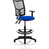 Eclipse II Lever Task Operator Office Chair Mesh Back With Blue Seat With Height Adjustable Arms With Draughtsman Kit