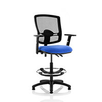 Eclipse Plus II Lever Deluxe Mesh Back Hi-Rise Draughtsman Chair Blue Seat With Height Adjustable Arms