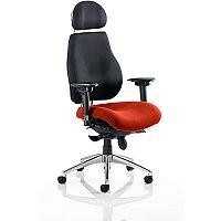 Chiro Plus Ultimate High Back Ergonomic Posture Office Chair With Headrest Black Back & Pimento Rustic Orange Seat