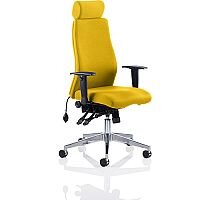 Onyx High Back Ergonomic Posture Office Chair With Headrest Sunset Yellow With Arms