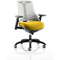 Flex Task Operator Office Chair Black Frame White Back Sunset Yellow Seat