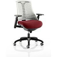 Flex Task Operator Office Chair Black Frame White Back Chilli Red Seat