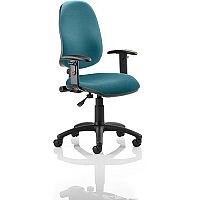 Eclipse I Task Operator Office Chair With Height Adjustable Arms Kingfisher Green - Weight Capacity: 120kg - Usage: 8 hours a day