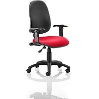 Eclipse I Lever Task Operator Office Chair With Height Adjustable Arms Black Back Cherry Red Seat, Weight Capacity: 150kg, Usage: 8 hours a day, Height Adjustment