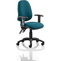 Eclipse II Lever Task Operator Office Chair With Height Adjustable Arms Kingfisher Green - Weight Capacity: 125kg - Usage: 8 hours a day