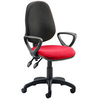 Eclipse II Lever Task Operator Office Chair With Loop Arms Black Back Cherry Red Seat Eclipse II Lever Task Operator Office Chair With Loop Arms Black Back Cherry Red Seat