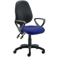 Eclipse II Lever Task Operator Office Chair With Loop Arms Black Back Serene Blue Seat