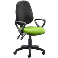 Eclipse II Lever Task Operator Office Chair With Loop Arms Black Back Swizzle Green Seat Eclipse II Lever Task Operator Office Chair With Loop Arms Black Back Swizzle Green Seat