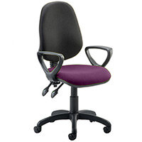 Eclipse II Lever Task Operator Office Chair With Loop Arms Black Back Purple Seat Eclipse II Lever Task Operator Office Chair With Loop Arms Black Back Purple Seat
