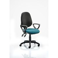 Eclipse II Lever Task Operator Office Chair With Loop Arms Black Back Kingfisher Green Seat