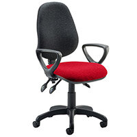 Eclipse III Lever Task Operator Office Chair With Loop Arms Black Back Cherry Red Seat