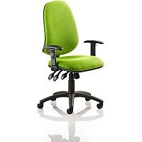 Eclipse XL III Lever Task Operator Office Chair With Height Adjustable Arms In Swizzle Green