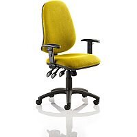 Eclipse XL III Lever Task Operator Office Chair With Height Adjustable Arms In Sunset Yellow