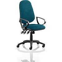 Eclipse XL III Lever Task Operator Office Chair With Loop Arms In Kingfisher Green