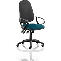 Eclipse XL III Lever Task Operator Office Chair With Loop Arms Black Back Kingfisher Green Seat