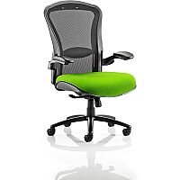 Houston Heavy Duty Task Operator Office Chair Black Mesh Back Swizzle Green Seat - Weight Tolerance: 203kg