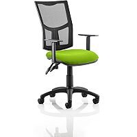 Eclipse II Lever Task Operator Office Chair With Height Adjustable Arms Mesh Back & Swizzle Green Seat