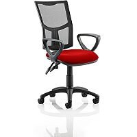 Eclipse II Lever Task Operator Office Chair With Loop Arms Mesh Back Cherry Red Seat