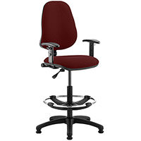 Eclipse I Lever Task Operator Office Chair Chilli Red With Height Adjustable Arms & Draughtsman Kit