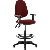 Eclipse II Lever Task Operator Office Chair Chilli Red With Height Adjustable Arms & Draughtsman Kit