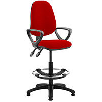 Eclipse II Lever Task Operator Office Chair Cherry Red With Loop Arms & Draughtsman Kit