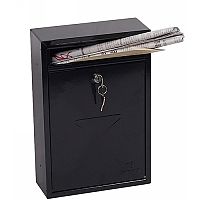 Phoenix Letra MB0116KB Front Loading Mail Box in Black with Key Lock Black Phoenix Letra MB0116KB Front Loading Mail Box in Black with Key Lock Black