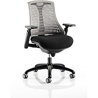 Flex Task Operator Office Chair Black Frame With Black Fabric Seat Grey Back With Arms