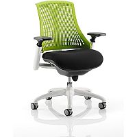 Flex Task Operator Office Chair White Frame Black Fabric Seat With Green Back With Arms Flex Task Operator Office Chair White Frame Black Fabric Seat With Green Back With Arms