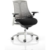 Flex Task Operator Office Chair White Frame Black Fabric Seat With Grey Back With Arms Flex Task Operator Office Chair White Frame Black Fabric Seat With Grey Back With Arms