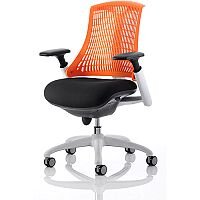 Flex Task Operator Office Chair White Frame Black Fabric Back With Orange Back With Arms Flex Task Operator Office Chair White Frame Black Fabric Back With Orange Back With Arms
