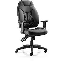 Galaxy Task Operator Office Chair Black Leather With Arms - Weight Tolerance: 125kg