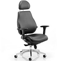 Chiro Plus Ultimate Posture Office Chair Black Leather With Arms & Headrest