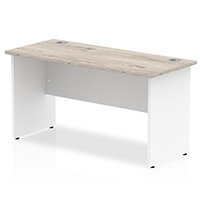 Impulse Rectangular Office Desk W1400xD600xH730mm White Panel End Legs Grey Oak Top