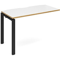 Adapt II add on unit single 1200mm x 600mm - black frame, white top with oak edging Adapt II add on unit single 1200mm x 600mm - black frame, white top with oak edging