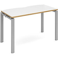 Adapt II single desk 1200mm x 600mm - silver frame, white top with oak edging Adapt II single desk 1200mm x 600mm - silver frame, white top with oak edging