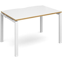 Adapt II single desk 1200mm x 800mm - white frame, white top with oak edging