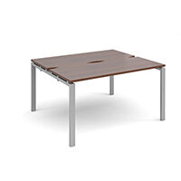 Adapt II back to back desks 1400mm x 1200mm - silver frame, walnut top Adapt II back to back desks 1400mm x 1200mm - silver frame, walnut top