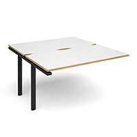 Adapt II add on unit single 1400mm x 1600mm - black frame, white top with oak edging Adapt II add on unit single 1400mm x 1600mm - black frame, white top with oak edging